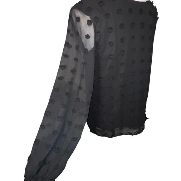 Blooming Jelly Chiffon Pom Pom Elastic Ruffle Cuff Sheer Gothic Blouse Women's S - Picture 3 of 8